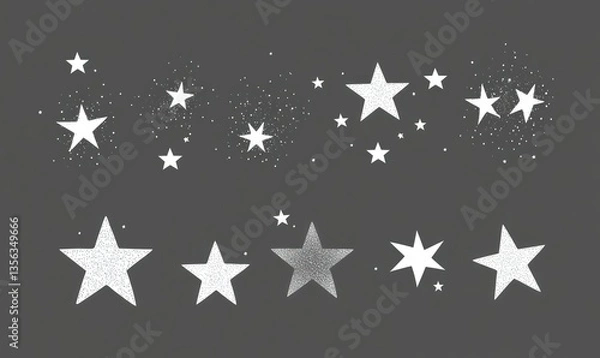 Fototapeta A set of simple vector icons featuring stars and sparkles  