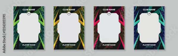 Fototapeta Set of player trading card template, Photo frame and border collection for soccer, hockey, volleyball, and basketball players, Sport flyer layout design, Template eps 10.