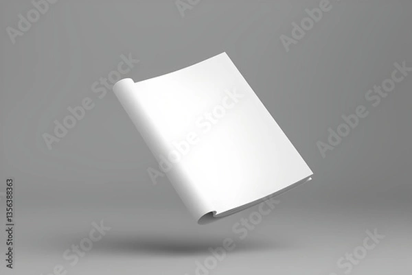 Fototapeta opened Magazine Book Mockup isolated on grey Background, realistic 3d render