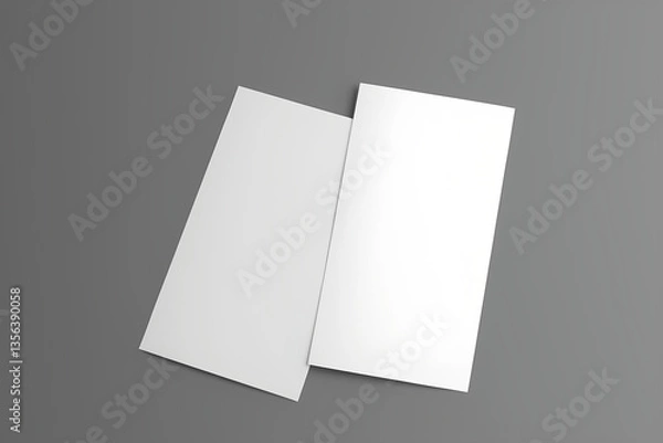 Fototapeta overlapping DL Flyer Mockup, blank tickets, white flyer or poster template isolated on grey background, realsitc 3d render