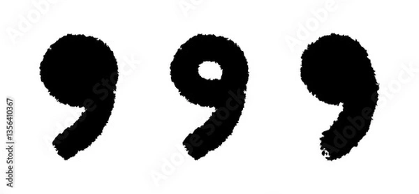 Obraz Doodle quotation mark by pencil. Hand drawn chalk comma set for speech bubble. Vector crayon apostrophe icon for conversation. Sketch scribble sign. Punctuation symbol on white background
