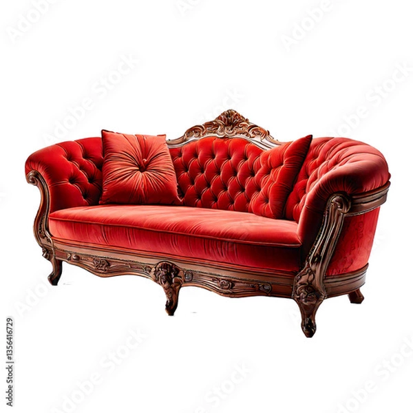 Obraz red sofa isolated on white background