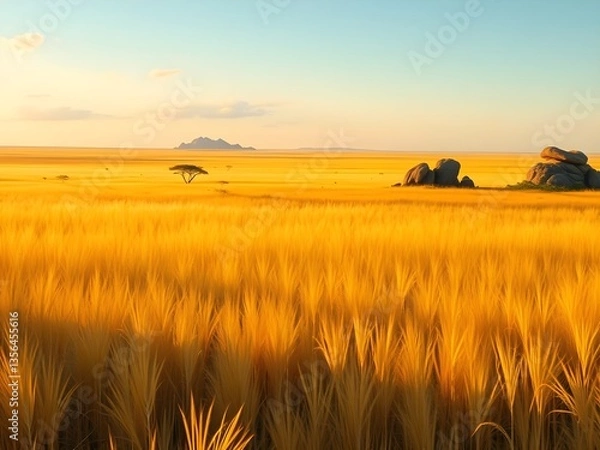 Obraz wheat field at sunset
