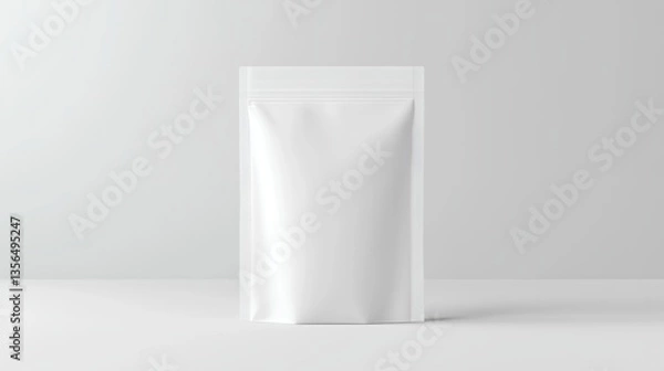 Obraz Minimalist White Stand-Up Pouch Mockup for Packaging Design