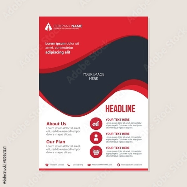 Fototapeta Corporate business annual report brochure flyer design. Leaflet cover presentation. Flier with Abstract geometric background. Modern publication poster magazine, layout template A4 flyer