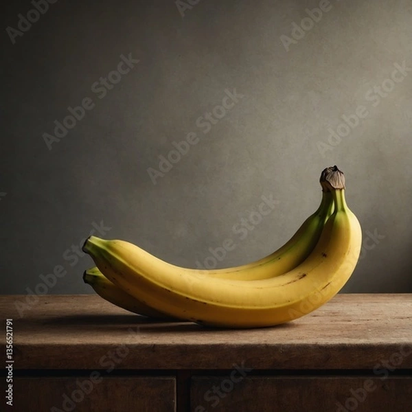 Fototapeta A bunch of fresh bananas hanging from a tropical tree branch.


