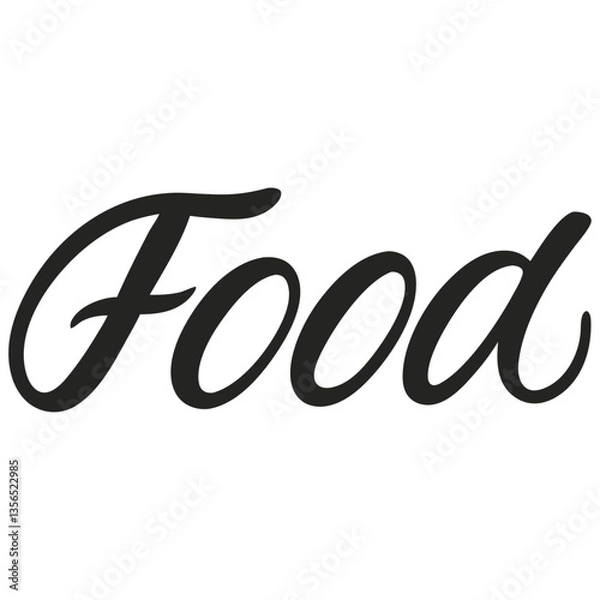 Fototapeta Food text in modern script calligraphy style isolated on white background
