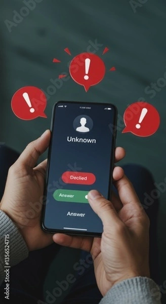Fototapeta Scam Call Alert on Smartphone