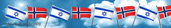 Fototapeta Israel flag with Norway flag, 3D rendering