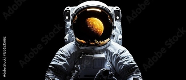 Obraz Astronaut in Space Suit Staring at Mars with a Cosmic Background