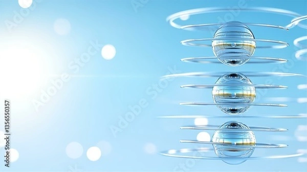 Fototapeta Abstract background with silver spring at blue