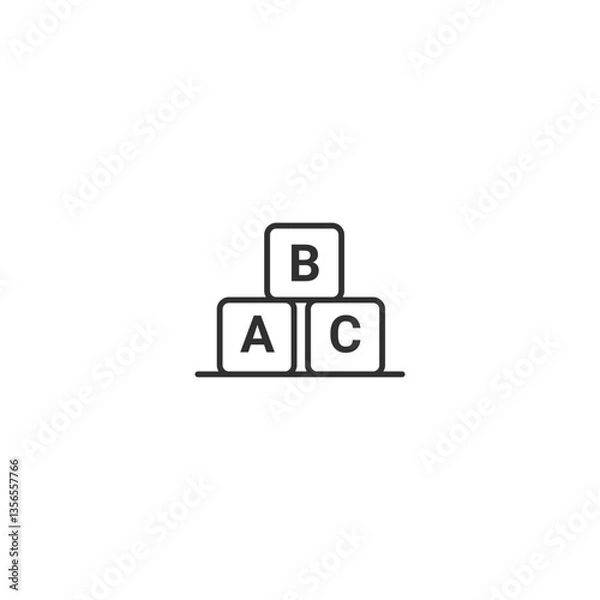 Fototapeta Minimalist linear icon of alphabet blocks for early childhood education.