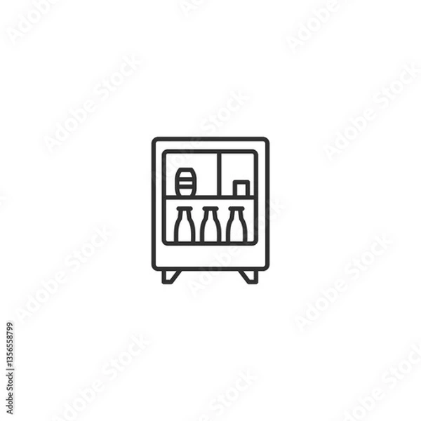 Fototapeta Mini fridge icon with drinks and snacks outline.