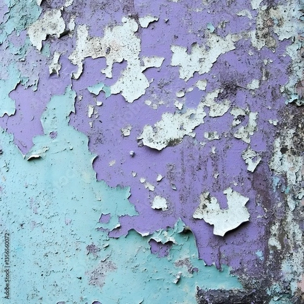 Fototapeta Abstract Peeling Paint Texture Background Purple and Blue Grunge Wall