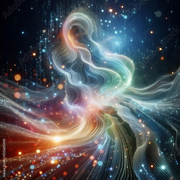 Obraz A flowing array of holographic elements that mimic cascading wat