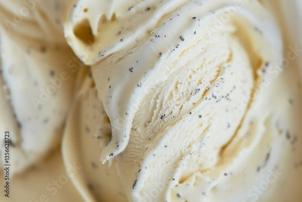 Fototapeta Ice cream texture. Close-up of creamy vanilla ice cream with delicate swirls. Minimalist composition for food related dessert design, advertising and branding