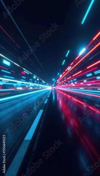 Obraz Abstract futuristic speed motion blur background with light streaks and digital technology elements,  digital abstract,  background