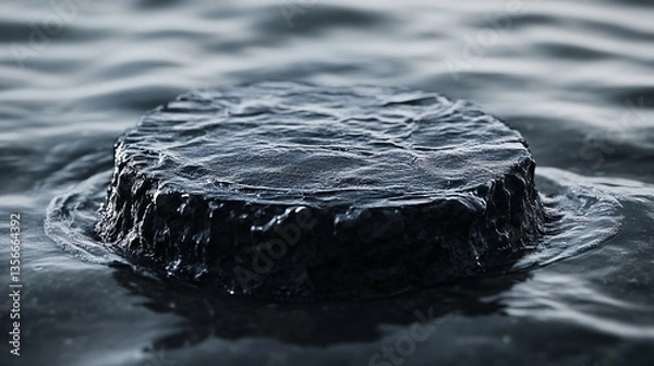 Fototapeta Water Envelops a Stone Pedestal in the Shimmering Twilight