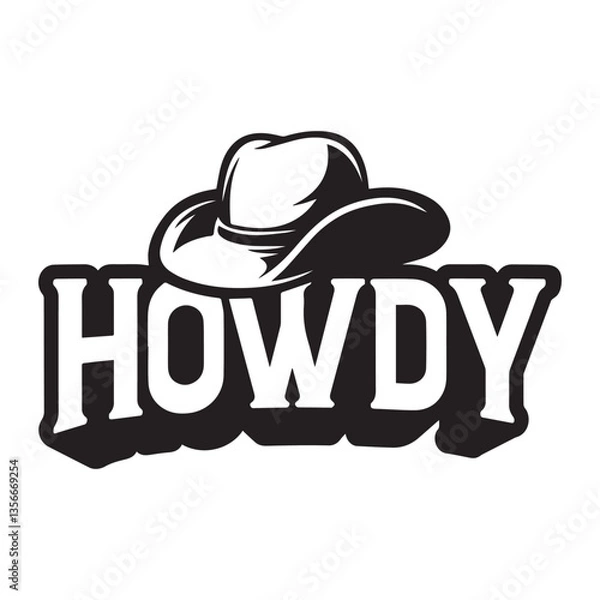 Obraz  A hendwritting typography graphic t - shirt design text howdy
