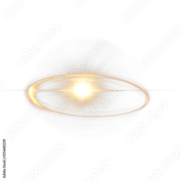 Obraz Realistic Lens Flare Overlay Golden Light Burst Effect Isolate on Transparent Background, cutout, png