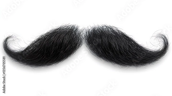 Fototapeta Black handlebar mustache isolated on white.