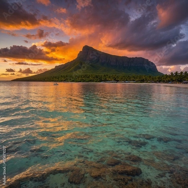 Obraz sunset over the lake