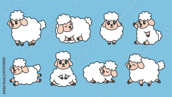 Obraz Cute Sheep Cartoon Vector