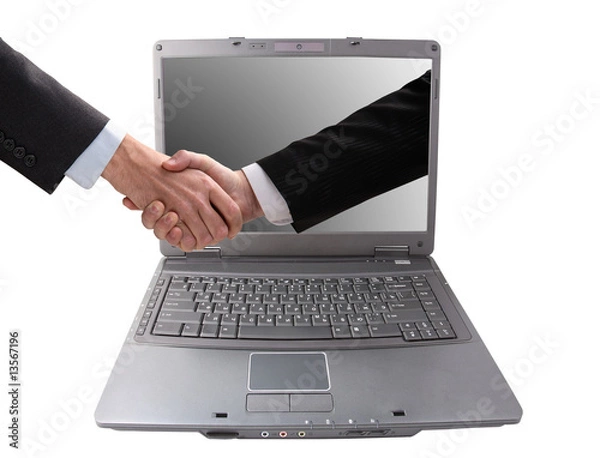 Obraz Business hand shake. Successfully spent transaction.