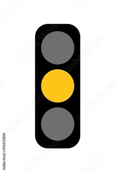 Fototapeta Traffic light icon isolated on white background. Traffic light illustration showing yellow light. Colored traffic light sign.