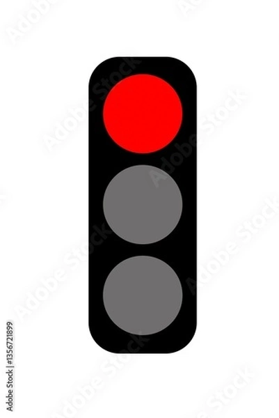 Fototapeta Traffic light icon isolated on white background. Traffic light illustration showing red light. Colored traffic light sign.