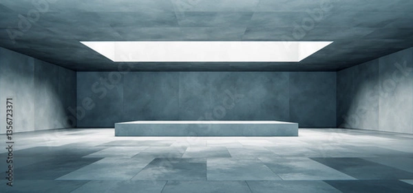 Obraz Modern empty concrete room interior with podium and natural skylight