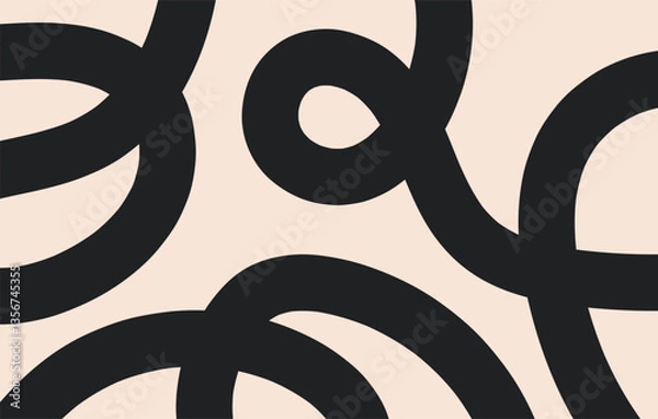 Fototapeta Abstract horizontal background with dynamic linear waves. Trendy vector illustration in style retro 60s, 70s. Black and beige colors