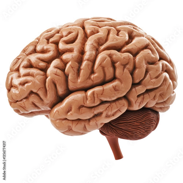Fototapeta Human Brain Model On A Transparent or white Background. Symbol Of Intellect, Memory And Neuroscience.