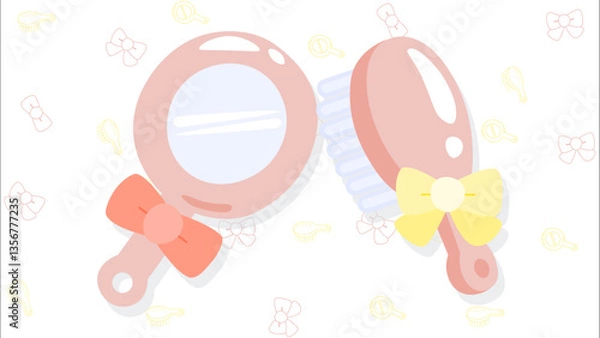 Obraz 화장대에 헤어 리본 빗 거울