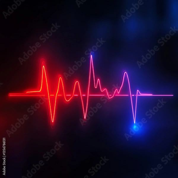 Fototapeta vibrant heart rate monitor graphic with neon colors, showcasing dynamic pulse line that evokes energy and health