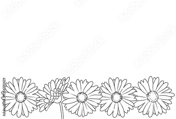 Obraz ガーベラの線画イラストフレーム(ラインアップ)