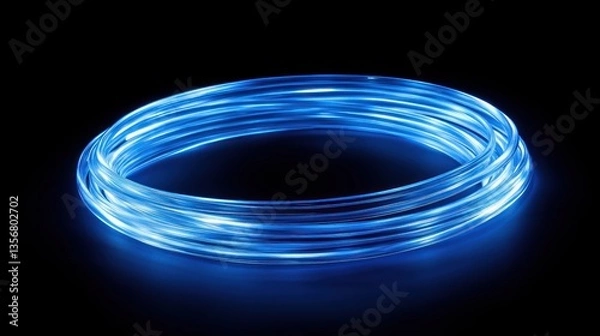 Fototapeta Glowing Neon Lines Creating a Circular Shape, Representing Modern Technological Design