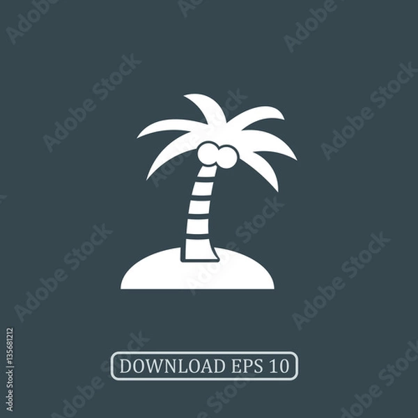 Fototapeta Palm tree on an island icon vector