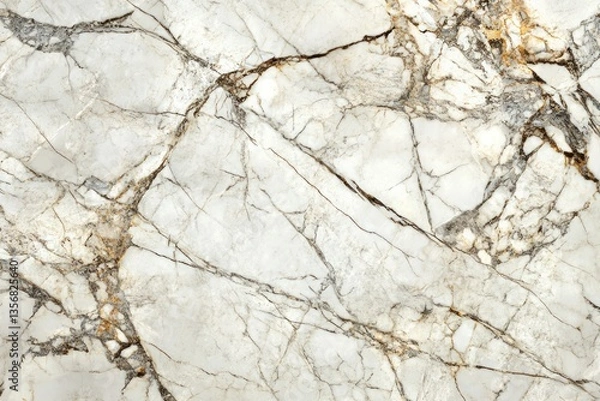 Obraz White marble surface with gray and gold veins. Neural network AI generated
