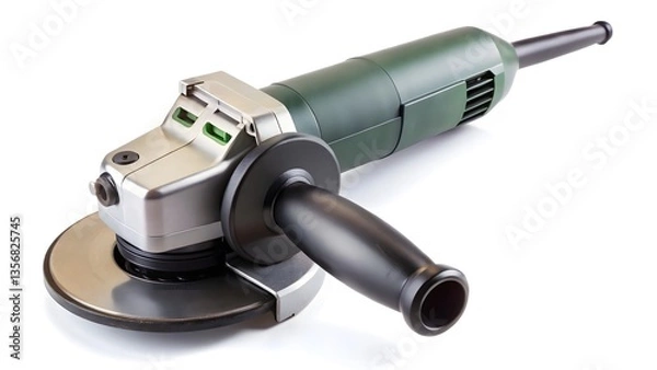 Fototapeta Angle Grinder Isolated on White Backdrop for Professional Applications