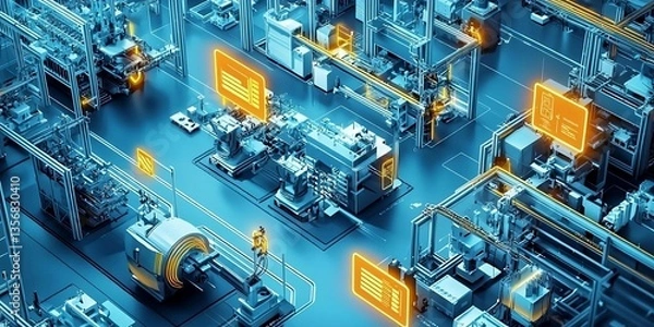 Fototapeta industry 4.0, Factory Industrial Engineer working with automation robot arms machine in intelligent factory, Finest generative AI