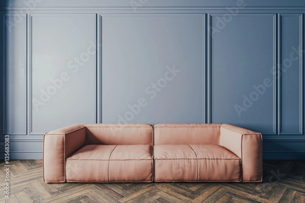 Obraz Pink minimalist sofa in the apartment