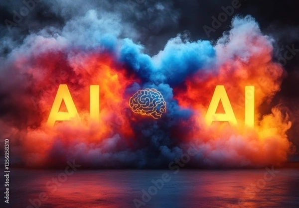 Fototapeta The image is a colorful and abstract representation of the word AI