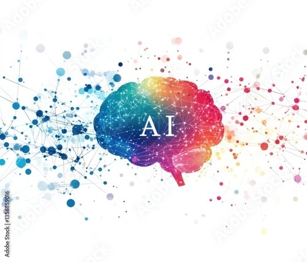 Fototapeta A colorful brain with the letters AI written on it