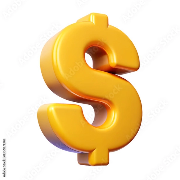 Obraz dollar icon 3D illustration png usd symbol 3D render dollar sign