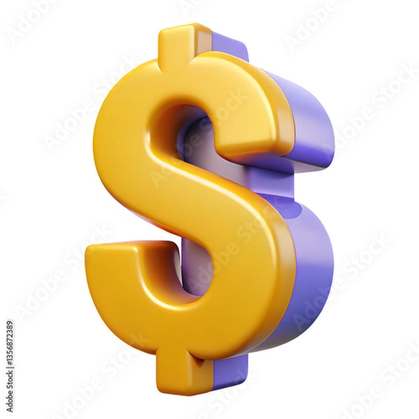 Obraz dollar icon 3D illustration png usd symbol 3D render dollar sign