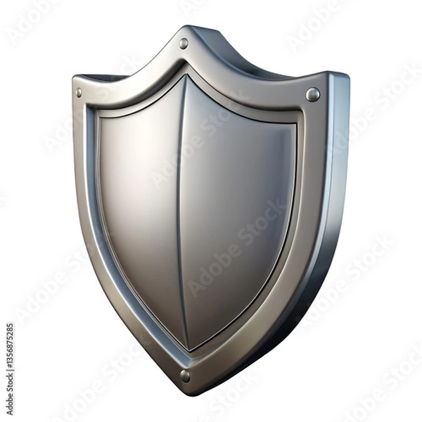 Fototapeta shield icon 3D illustration png metal shield symbol 3D render security shield sign