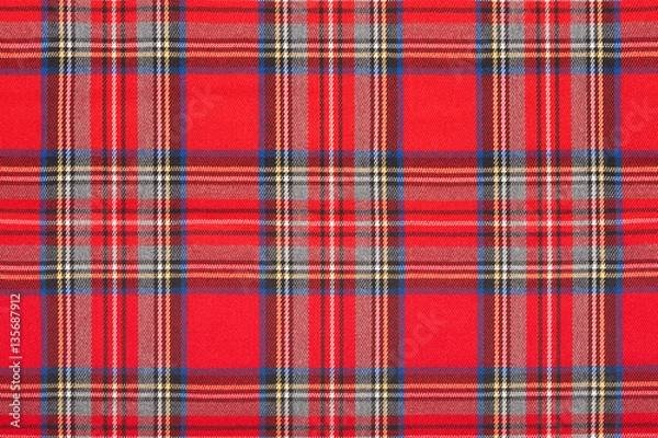 Obraz Red tartan scottish fabric texture background