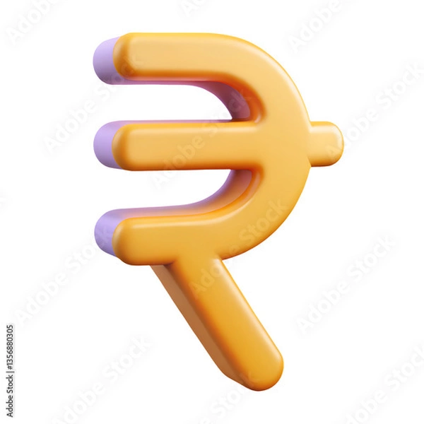 Obraz indian rupee icon 3D illustration png INR symbol 3D render rupee sign