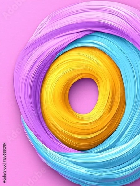 Fototapeta Vibrant Abstract s with Swirling Brushstrokes in Lavender, Sky Blue, and Sunny Yellow Creating a Mesmerizing Artwork